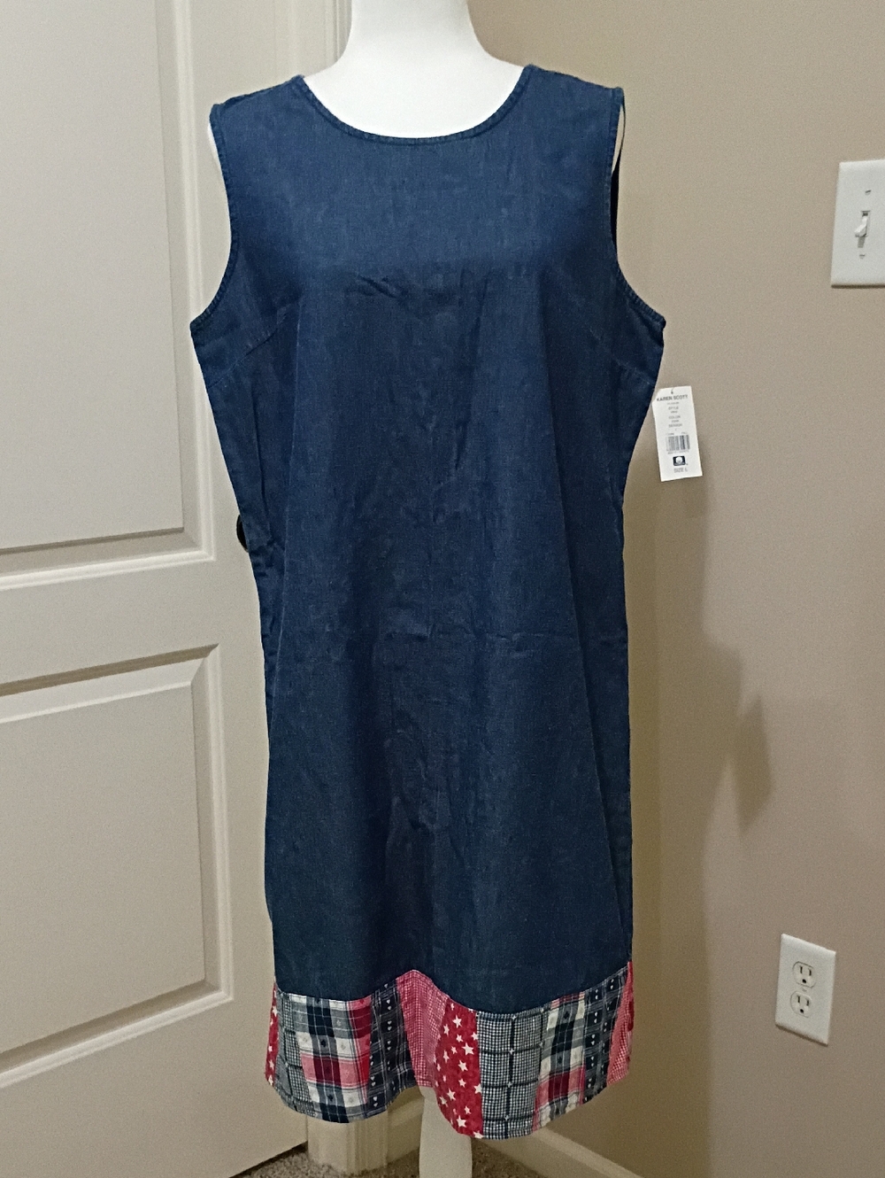 Karen Scott Americana Lightweight Sleeveless Denim Dress Size Large NWT